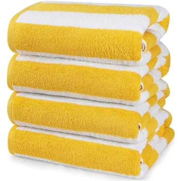 Utopia Towels 4-Pack Cabana Stripe Beach Towels, Oversized 100% Cotton, Absorbent & Quick Dry