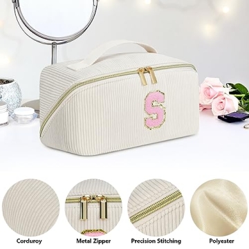 Personalized Travel Makeup Bag Quilted Cosmetic Gift Women