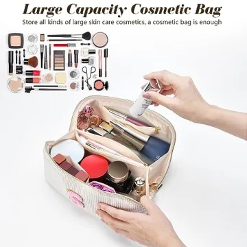 Personalized Travel Makeup Bag Quilted Cosmetic Gift Women