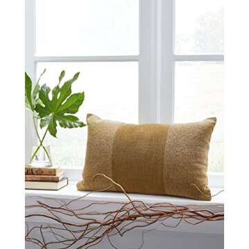 Signature Design by Ashley Dovinton Contemporary Rectangular Cotton Pillow with Stripe Design, 22" x...