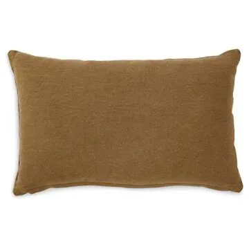 Signature Design by Ashley Dovinton Contemporary Rectangular Cotton Pillow with Stripe Design, 22" x 14", Light Brown & Beige