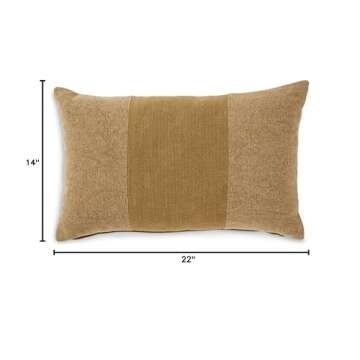 Signature Design by Ashley Dovinton Contemporary Rectangular Cotton Pillow with Stripe Design, 22" x 14", Light Brown & Beige