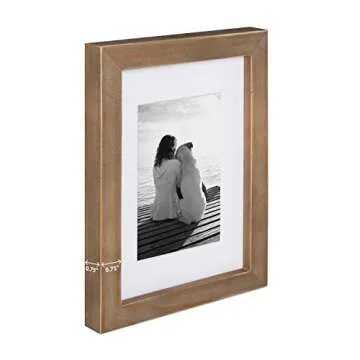 DesignOvation Gallery Wood Photo Frame Set for Customizable Wall or Desktop Display, Rustic Brown 8x10 matted to 5x7, Pack of 4