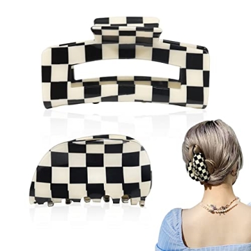 Checkered Vintage Hair Claw Clips for Women and Girls
