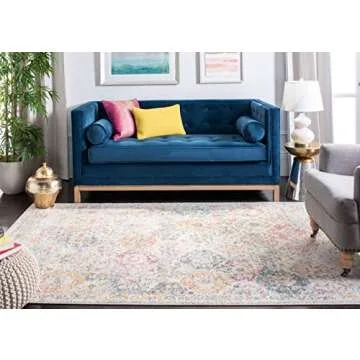 SAFAVIEH Madison Collection Area Rug - 8' x 10', Grey & Gold, Boho Chic Distressed Design, Non-Shedding & Easy Care, Ideal for High Traffic Areas in Living Room, Bedroom (MAD611F)