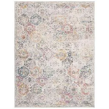SAFAVIEH Madison Collection Area Rug - 8' x 10', Grey & Gold, Boho Chic Distressed Design, Non-Shedding & Easy Care, Ideal for High Traffic Areas in Living Room, Bedroom (MAD611F)