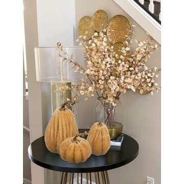 DILATATA 3 Pcs Assorted Faux Sherpa Pumpkins Small Fabric Pumpkins Mini Fake Plush Pumpkins for Fall...