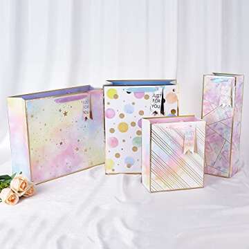 Colorful 4 Pack Gift Bags - Perfect for Any Occasion