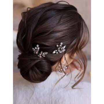 JAKAWIN Crystal Bride Wedding Hair Pins Silver Rhinestone Hair Piece Bridal Hair Jewelry Accessories...