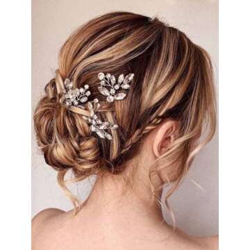 JAKAWIN Crystal Bride Wedding Hair Pins Silver Rhinestone Hair Piece Bridal Hair Jewelry Accessories for Women HP130 (Silver)