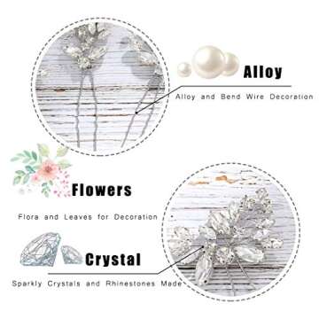 JAKAWIN Crystal Bride Wedding Hair Pins Silver Rhinestone Hair Piece Bridal Hair Jewelry Accessories for Women HP130 (Silver)