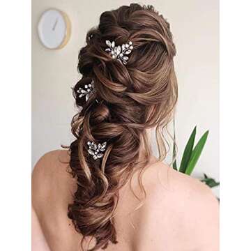 JAKAWIN Crystal Bride Wedding Hair Pins Silver Rhinestone Hair Piece Bridal Hair Jewelry Accessories for Women HP130 (Silver)