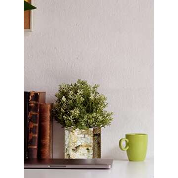 Serene Spaces Living Large White Birch Bark Vase with Glass Interior, Decorative Centerpiece, Rustic...