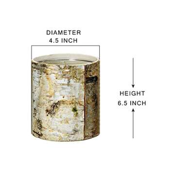 Serene Spaces Living Large White Birch Bark Vase with Glass Interior, Decorative Centerpiece, Rustic Accent Piece, Ideal for Natural Wedding Tablescape, Vintage Home Decor, 4.5" Diameter & 6.5" Tall