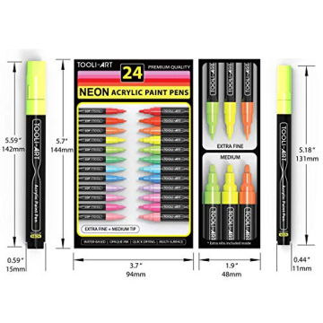 TOOLI-ART Neon Paint Pens Set for Multi-Surface Use