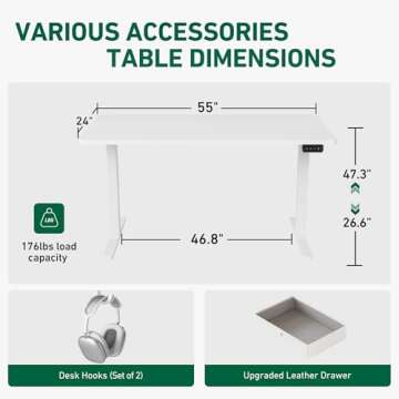 FEZIBO 55 x 24 Inches Standing Desk with Drawer, Adjustable Height Electric Stand up Desk with Stora...