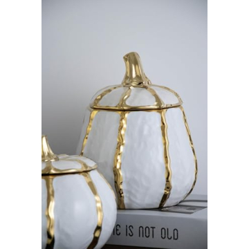 LXCMV Exquisite Gold Edged Ginger Jar for Home Decor
