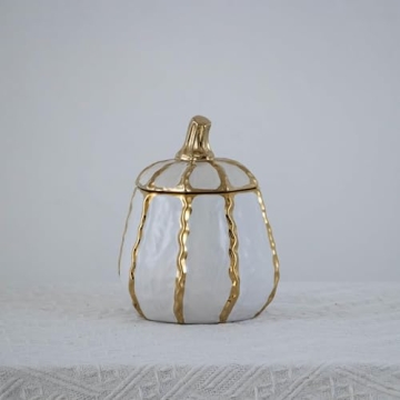 LXCMV Exquisite Gold Edged Ginger Jar for Home Decor
