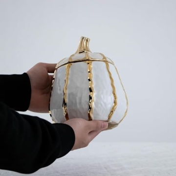 LXCMV Exquisite Gold Edged Ginger Jar for Home Decor