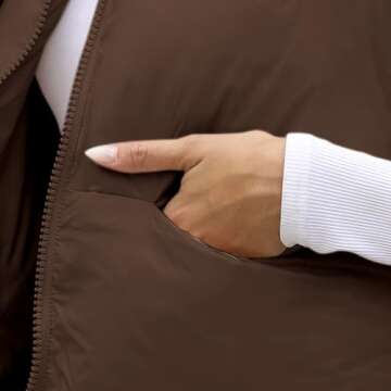 Hixiaohe Women's Winter Crop Vest Puffer Lightweight Stand Collar Padded Vest Zip Up Sleeveless Jacket(Brown,XL)