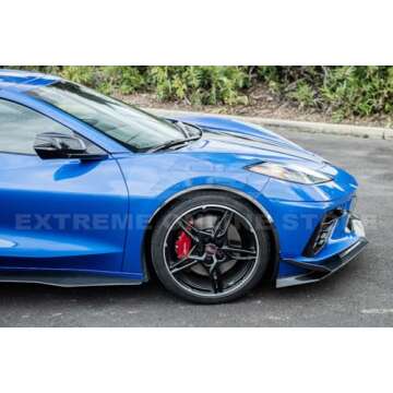 Replacement For 2020-Present Chevrolet Corvette C8 All Models | Performance Package Front & Rear Side Wheel Trim Molding Fender Flares Extension Pair (ABS Plastic - Hydro-Dipped Carbon Fiber)