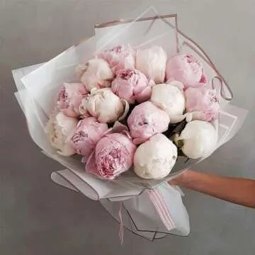 BBJ WRAPS Korean Style Waterproof Floral Wrapping Paper Sheets Fresh Flower Bouquet Wrap Gift Packaging Florist Supplies, 20 Sheets-23.6x23.6 inch (White)