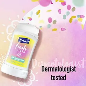 Suave Fresh Vibes Deodorant Stick Aluminum Free 48 Hour Deodorant Protection, Awesome Blossom Dermatologist Tested Body Deodorant 1.2 oz