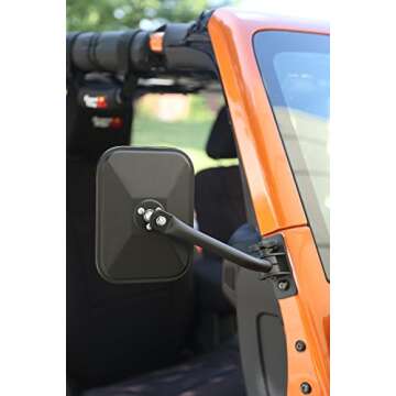 Door Off Mirror for Jeep Wrangler One Pair Rectangular Mirrors fit for 1997~2006 2007~2017 Jeep Wrangler TJ Mirrors For Jeep, Textured Black