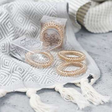 invisibobble SLIM Traceless Spiral Hair Ties - Bronze Me Pretty - Strong Elastic Grip Coil Hair Accessories for Women - No Kink Non Soaking - Gentle for Girls Teens and Thick Hair, 3 Count (Pack of 1)