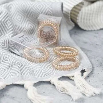 invisibobble SLIM Traceless Spiral Hair Ties - Bronze Me Pretty - Strong Elastic Grip Coil Hair Accessories for Women - No Kink Non Soaking - Gentle for Girls Teens and Thick Hair, 3 Count (Pack of 1)
