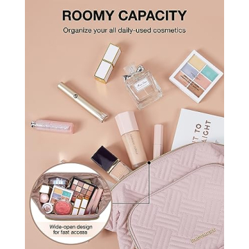 BAGSMART Travel Makeup Bag Water-Resistant Cosmetic Organizer Pink