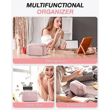 BAGSMART Travel Makeup Bag Water-Resistant Cosmetic Organizer Pink