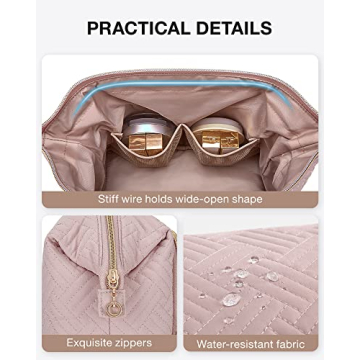 BAGSMART Travel Makeup Bag Water-Resistant Cosmetic Organizer Pink
