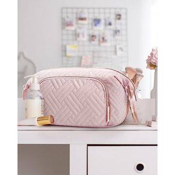 BAGSMART Travel Makeup Bag Water-Resistant Cosmetic Organizer Pink