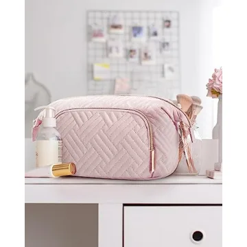 BAGSMART Travel Makeup Bag Water-Resistant Cosmetic Organizer Pink