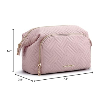 BAGSMART Travel Makeup Bag Water-Resistant Cosmetic Organizer Pink