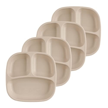 Re-Play Made in USA Deep Walled 3 Compartment Plates - Durable, Reusable Toddler Plates