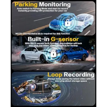 XYGCACO 4 Channel Dash Cam with 360° View and WiFi Access
