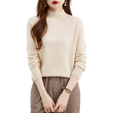 LINY XIN Women's Merino Wool Mock Neck Sweater Soft Warm