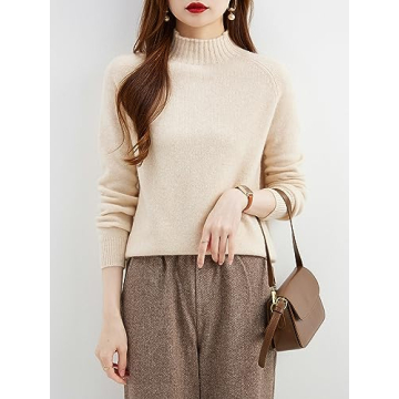 LINY XIN Women's Merino Wool Mock Neck Sweater Soft Warm