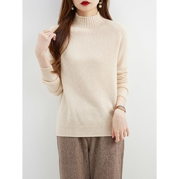 LINY XIN Women's Merino Wool Mock Neck Sweater Soft Warm