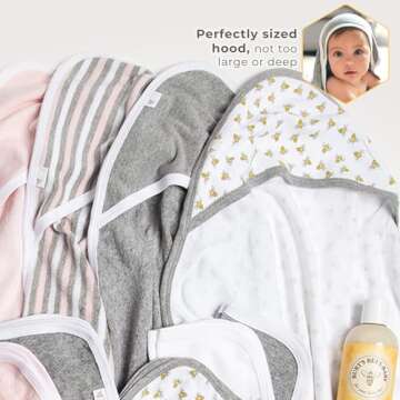 Burts Bees Baby Infant Hooded Towels Heather Grey Cotton, Unisex Bath Essentials and Newborn Necessi...