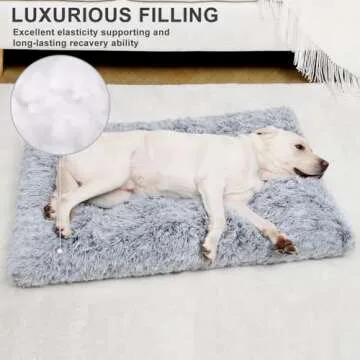 Vonabem Dog Bed, Extra Large, Plush Soft Pet Beds for XL Dogs, Crate Pad, Washable, 41L x 27W x 2H Inches, 100 lbs Capacity, Grey