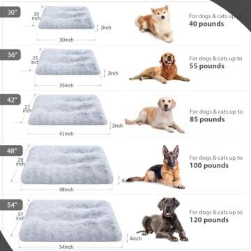 Vonabem Dog Bed, Extra Large, Plush Soft Pet Beds for XL Dogs, Crate Pad, Washable, 41L x 27W x 2H Inches, 100 lbs Capacity, Grey