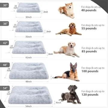 Vonabem Dog Bed, Extra Large, Plush Soft Pet Beds for XL Dogs, Crate Pad, Washable, 41L x 27W x 2H Inches, 100 lbs Capacity, Grey