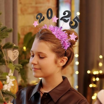 Healeved Happy New Year Headwear 2025 New Year Headband New Year Headbands for Party Hair Accessories New Year Headwear for Decor