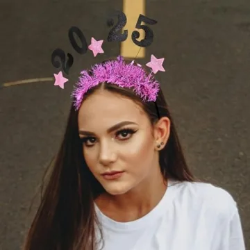 Healeved Happy New Year Headwear 2025 New Year Headband New Year Headbands for Party Hair Accessories New Year Headwear for Decor