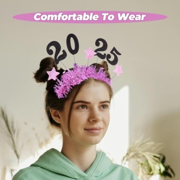 Healeved Happy New Year Headwear 2025 New Year Headband New Year Headbands for Party Hair Accessories New Year Headwear for Decor
