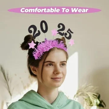 Healeved Happy New Year Headwear 2025 New Year Headband New Year Headbands for Party Hair Accessories New Year Headwear for Decor