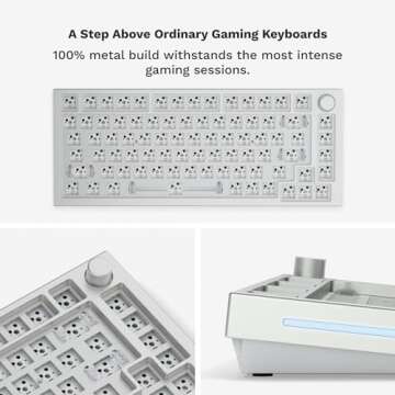 Glorious Gaming GMMK PRO 75% Barebones White (Frame Only) - Modular Mechanical Gaming Keyboard, TKL Size (75%), 3.3lb Frame, RGB, Fully Customisable, 5-Pin Switch Support